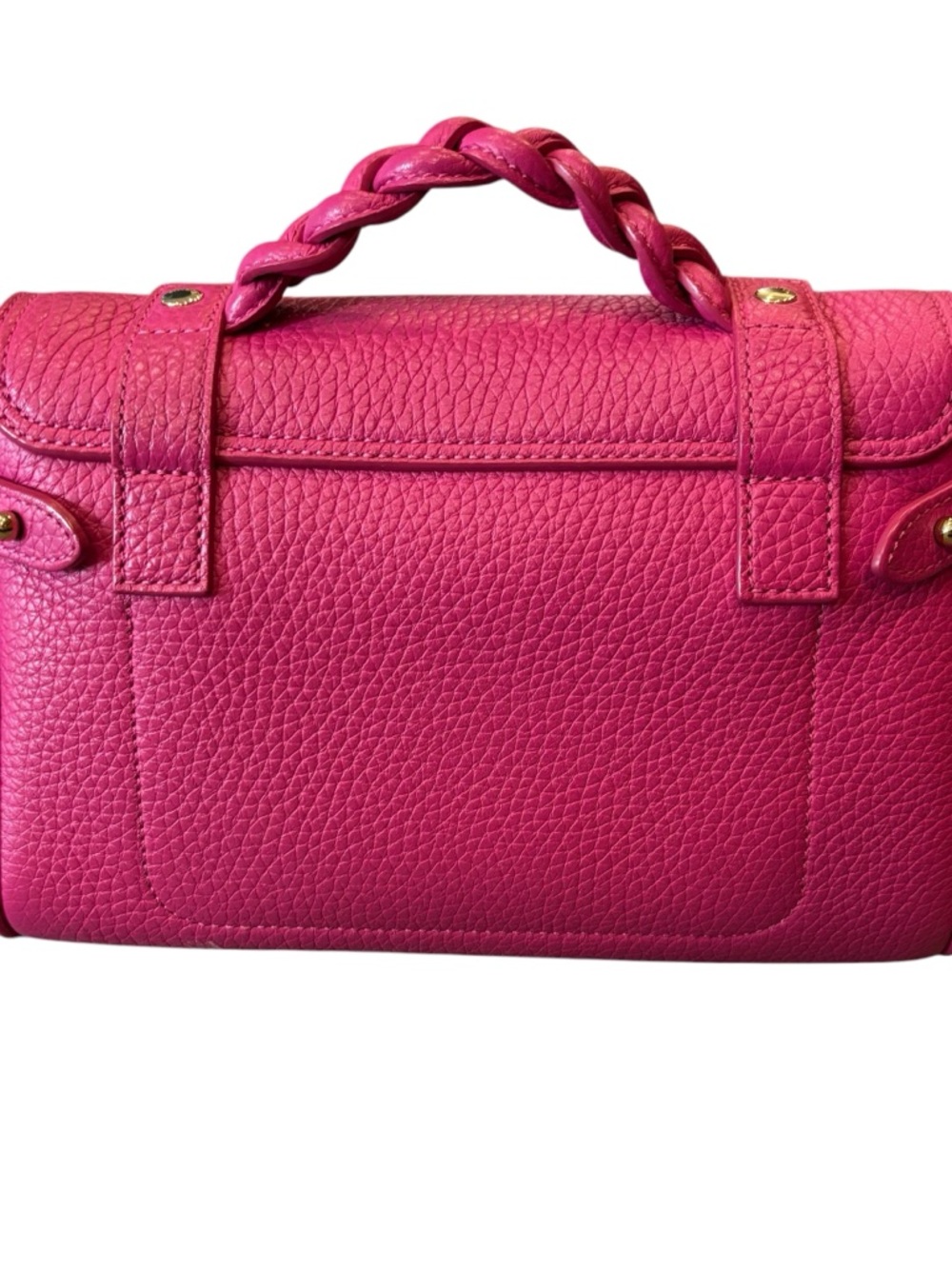 Mulberry Hot Pink Leather Crossbody Satchel with Braided Handle mini Alexa - Picture 4 of 12